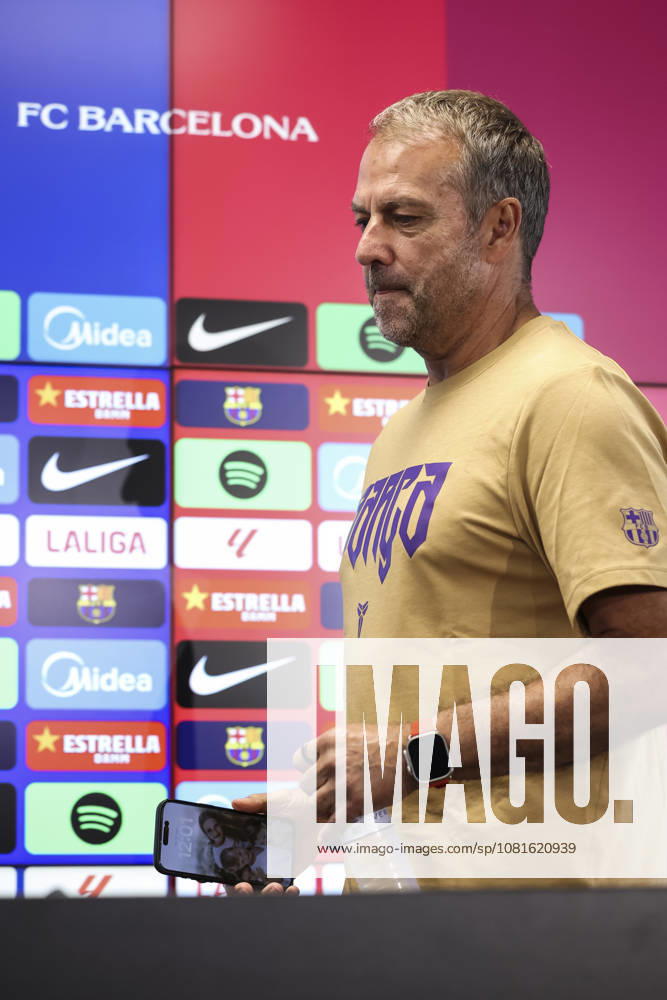 Hansi Flick, head coach of FC Barcelona, Barca attends his press conference, PK, Pressekonferenz during the training day of FC Barcelona ahead the Spanish League, LaLiga EA Sports, football match against Elche CF at Ciudad Esportiva Joan Gamper on August 22, 2026 in Sant Joan Despi, Barcelona, Spain. FC Barcelona Training And Press Conference - LaLiga EA Sports - ZUMAa181 20260822_zaa_a181_088