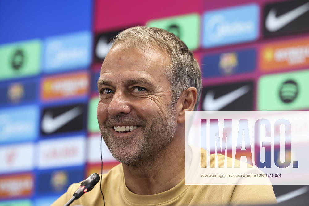 Hansi Flick, head coach of FC Barcelona, Barca attends his press conference, PK, Pressekonferenz during the training day of FC Barcelona ahead the Spanish League, LaLiga EA Sports, football match against Elche CF at Ciudad Esportiva Joan Gamper on August 22, 2026 in Sant Joan Despi, Barcelona, Spain. FC Barcelona Training And Press Conference - LaLiga EA Sports - ZUMAa181 20260822_zaa_a181_100