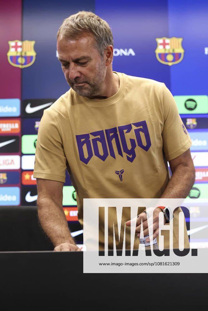 Hansi Flick, head coach of FC Barcelona, Barca attends his press conference, PK, Pressekonferenz during the training day of FC Barcelona ahead the Spanish League, LaLiga EA Sports, football match against Elche CF at Ciudad Esportiva Joan Gamper on August 22, 2026 in Sant Joan Despi, Barcelona, Spain. FC Barcelona Training And Press Conference - LaLiga EA Sports - ZUMAa181 20260822_zaa_a181_105