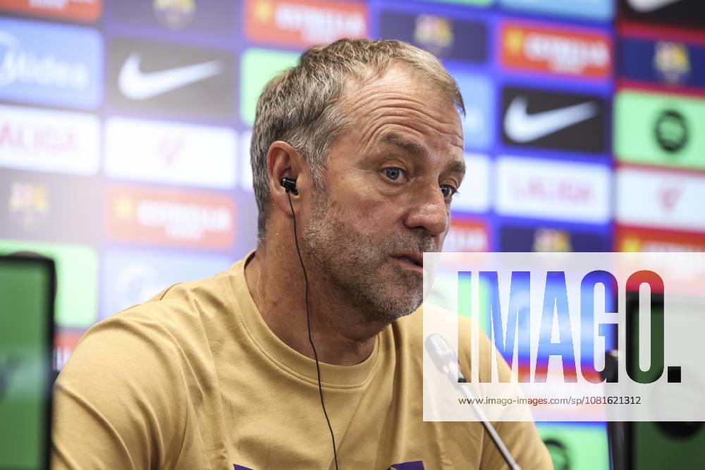 Hansi Flick, head coach of FC Barcelona, Barca attends his press conference, PK, Pressekonferenz during the training day of FC Barcelona ahead the Spanish League, LaLiga EA Sports, football match against Elche CF at Ciudad Esportiva Joan Gamper on August 22, 2026 in Sant Joan Despi, Barcelona, Spain. FC Barcelona Training And Press Conference - LaLiga EA Sports - ZUMAa181 20260822_zaa_a181_106