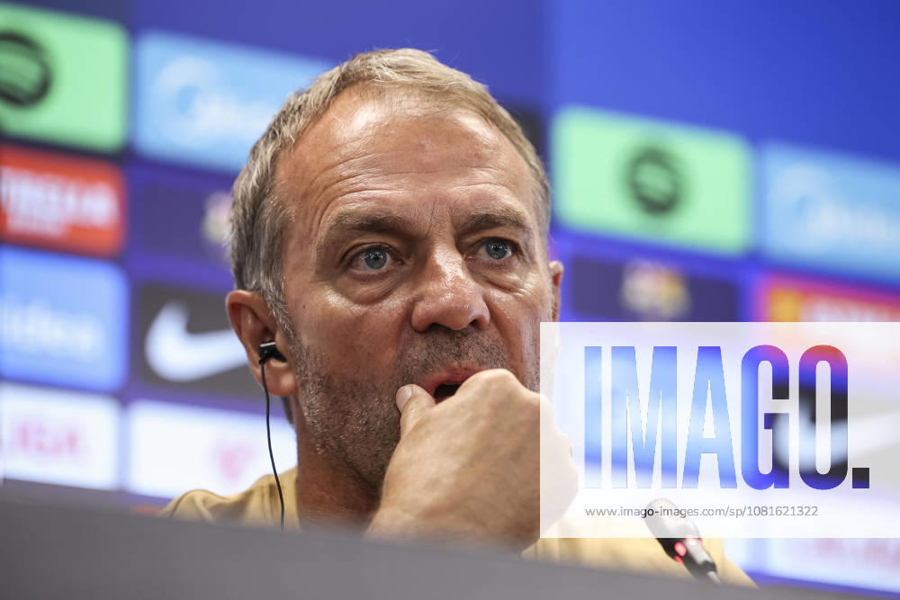 Hansi Flick, head coach of FC Barcelona, Barca attends his press conference, PK, Pressekonferenz during the training day of FC Barcelona ahead the Spanish League, LaLiga EA Sports, football match against Elche CF at Ciudad Esportiva Joan Gamper on August 22, 2026 in Sant Joan Despi, Barcelona, Spain. FC Barcelona Training And Press Conference - LaLiga EA Sports - ZUMAa181 20260822_zaa_a181_109