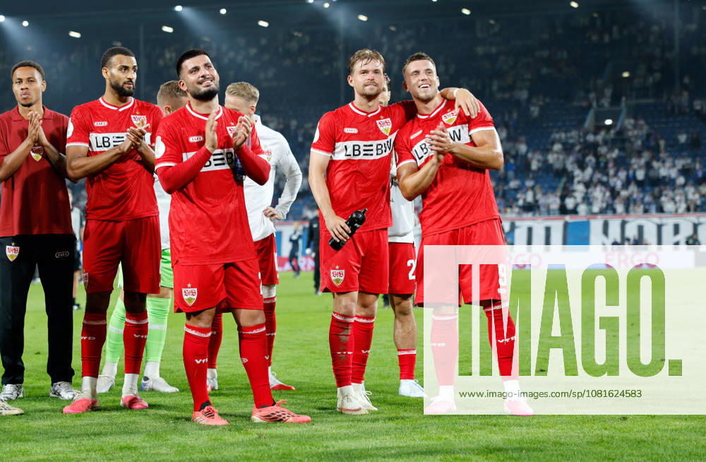 FC Hansa Rostock vs. VfB Stuttgart Germany, Rostock, August 21, 2026, Soccer, DFB Cup, 2026–2027 season, FC Hansa Rostock vs. VfB Stuttgart: Josha Vagnoman, Deniz Undav, Maximilian Mittelstädt, Ermedin Demirovic (all VfB Stuttgart)