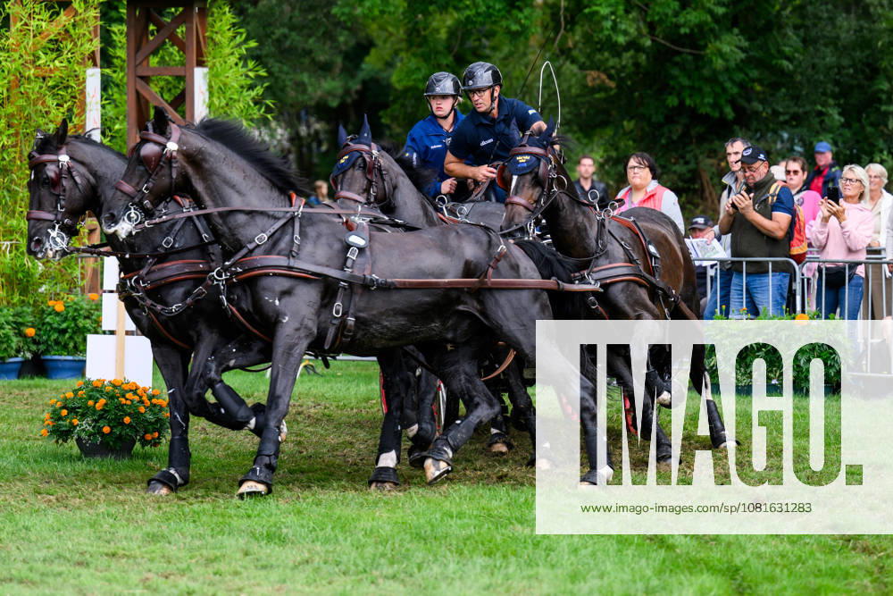 Fredrik Persson of Sweden, with his horses Fasco, Hertog Jan, Judson, and Kermit, competes in the Four-in-Hand Marathon on Day 12 of the 2026 FEI World Championships on August 22, 2026 in Aachen. Photo by Emma Wallskog. BILDBYRAN code EW EW0697 equestrian sports 2026 World Championships 2026 FEI World Championships bbeng equestrian sports World Championships four-in-hand driving