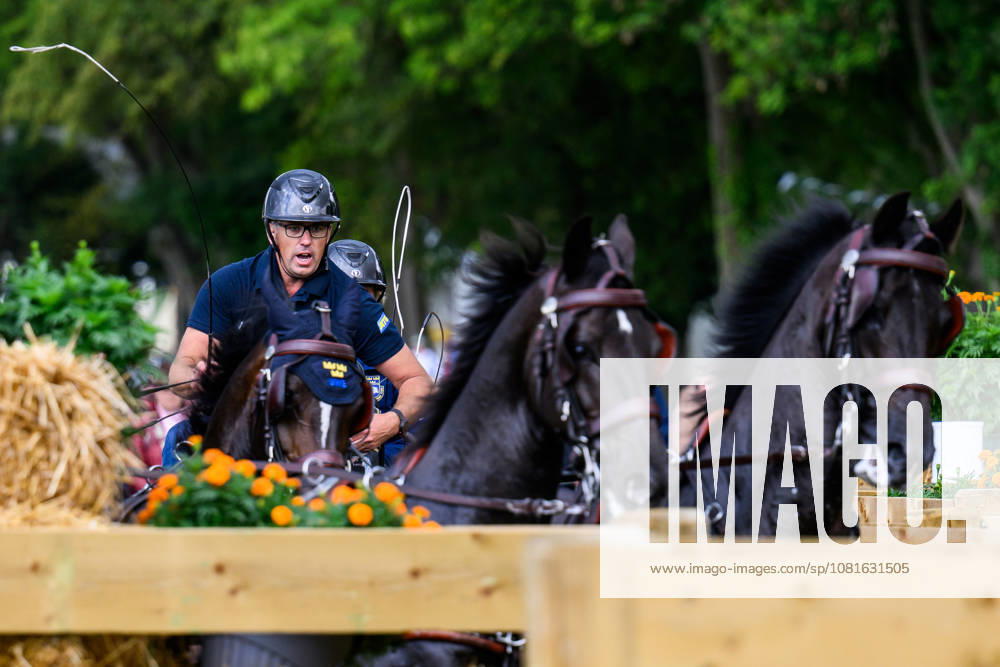 Fredrik Persson of Sweden, with his horses Fasco, Hertog Jan, Judson, and Kermit, competes in the Four-in-Hand Marathon on Day 12 of the 2026 FEI World Championships, 2026 in Aachen. Photo by Emma Wallskog. BILDBYRAN code EW EW0697 equestrian sports equestrian riding 2026 World Championships 2026 FEI World Championships bbeng equestrian sports World Championships four-in-hand driving