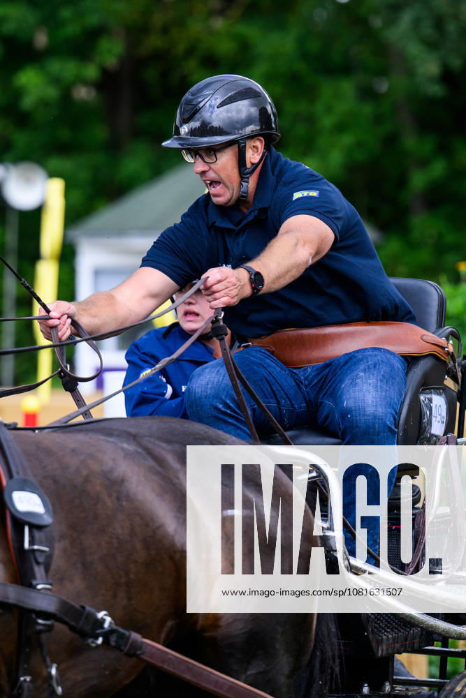 Fredrik Persson of Sweden, with his horses Fasco, Hertog Jan, Judson, and Kermit, competes in the Four-in-Hand Marathon on Day 12 of the 2026 FEI World Championships, 2026 in Aachen. Photo by Emma Wallskog. BILDBYRAN code EW EW0697 equestrian sports equestrian riding 2026 World Championships 2026 FEI World Championships bbeng equestrian sports World Championships four-in-hand driving