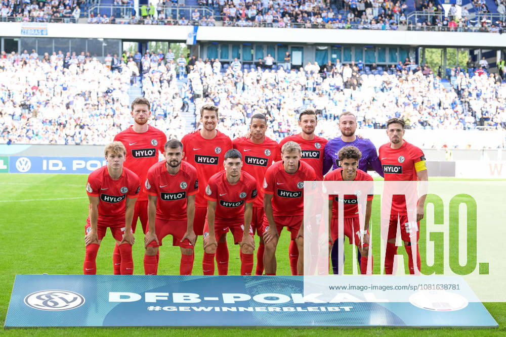 Soccer, DFB Cup, 20260822, MSV Duisburg vs. SV 07 Elversberg. Pictured: Team Elversberg, Duisburg, Schauinsland Reisen Arena, North Rhine-Westphalia, Germany