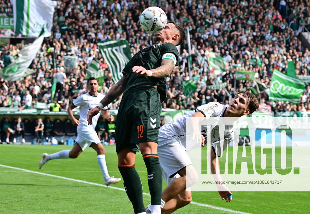 German Soccer, Men, DFB Cup, 1st Round, 2026–2027 Season, Hamburg, Lüneburger SK vs. Werder Bremen: Marco Friedl (Werder, 32) tries to get past Tjark Dörr (Lüneburg, 20). DFB and DFL regulations prohibit any use of photographs as image sequences and or quasi-video. Hamburg Millerntorstadion, Hamburg, Germany
