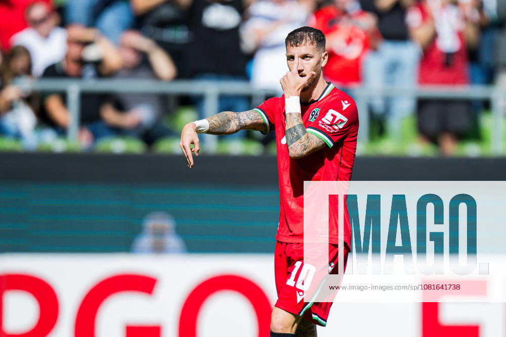Soccer, 2026–2027, DFB Cup, 1st Round, SV Hemelingen vs. Hannover 96, Marcel Hartel. Hannover celebrates after his goal to make it 0–3. DFB REGULATIONS PROHIBIT ANY USE OF PHOTOGRAPHS AS IMAGE SEQUENCES AND OR QUASI-VIDEO