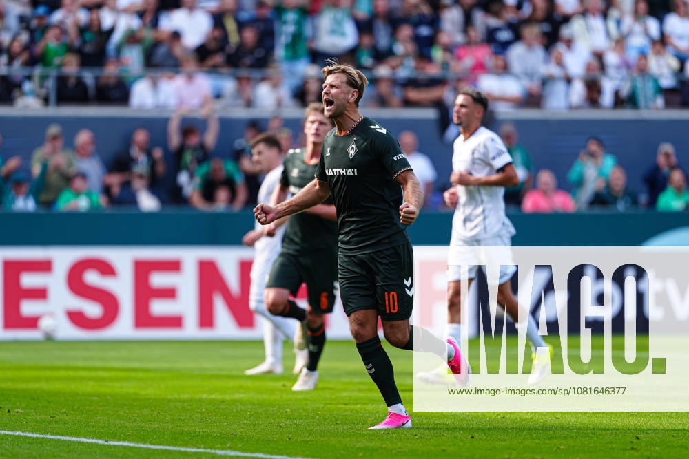 Goal celebration after Niclas Füllkrug scored the 0–2 goal on a penalty kick for SV Werder Bremen, August 10, 2026, Lüneburger SK Hansa vs. SV Werder Bremen, soccer, DFB Cup, 1st round, 2026–2027 season, August 22, 2026, Germany, Lüneburger SK Hansa vs. SV Werder Bremen, Soccer, DFB Cup, First Round, 2026–2027 Season, August 22, 2026, Hamburg