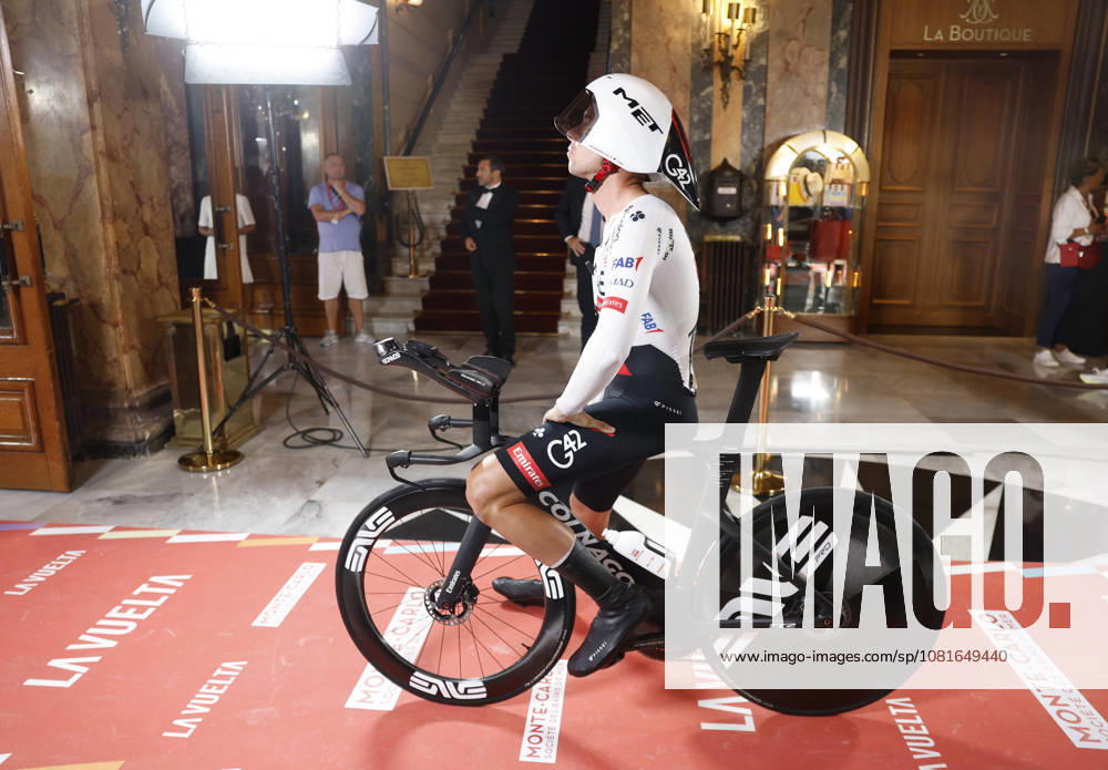 Slovene rider Domen Novak (UAE Emirates) waits for the start inside Monte Carlo s casino during Tourof Spain s first stage, a 9.4 kilometers time trial in Monaco. First stage. Time trial in Monaco (9.4 km) !ACHTUNG: NUR REDAKTIONELLE NUTZUNG!