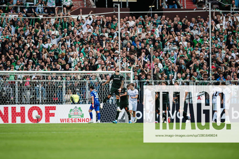 DFB Cup: Lüneburger SK vs. SV Werder Bremen, August 22, 2026 – GOAL, CELEBRATION after Ludovit Reis’s 0–3 goal – Soccer, DFB Cup, First Round: Lüneburger SK vs. SV Werder Bremen on August 22, 2026, at Millerntor Stadium, Hamburg. DFB regulations prohibit any use of photographs as image sequences and or quasi-video.