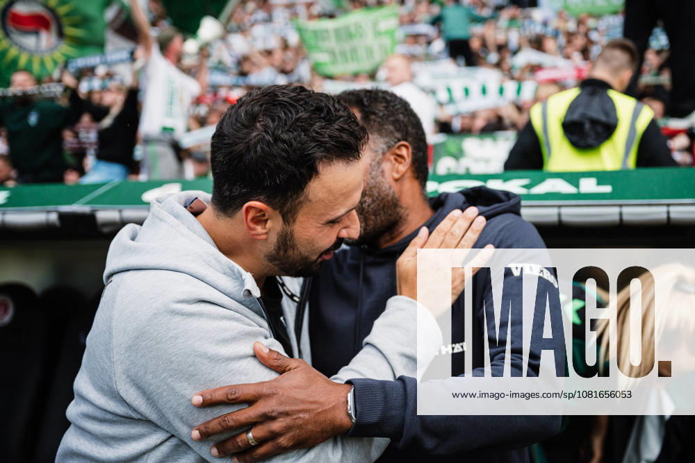 DFB Cup: Lüneburger SK vs. SV Werder Bremen, August 22, 2026; Tarek Gibbah, coach of Lüneburger SK; Hansa with Daniel Thioune, coach of SV Werder Bremen; soccer, DFB Cup, First Round: Lüneburger SK vs. SV Werder Bremen on August 22, 2026, at Millerntor Stadium, Hamburg. DFB regulations prohibit any use of photographs as image sequences and or quasi-video.