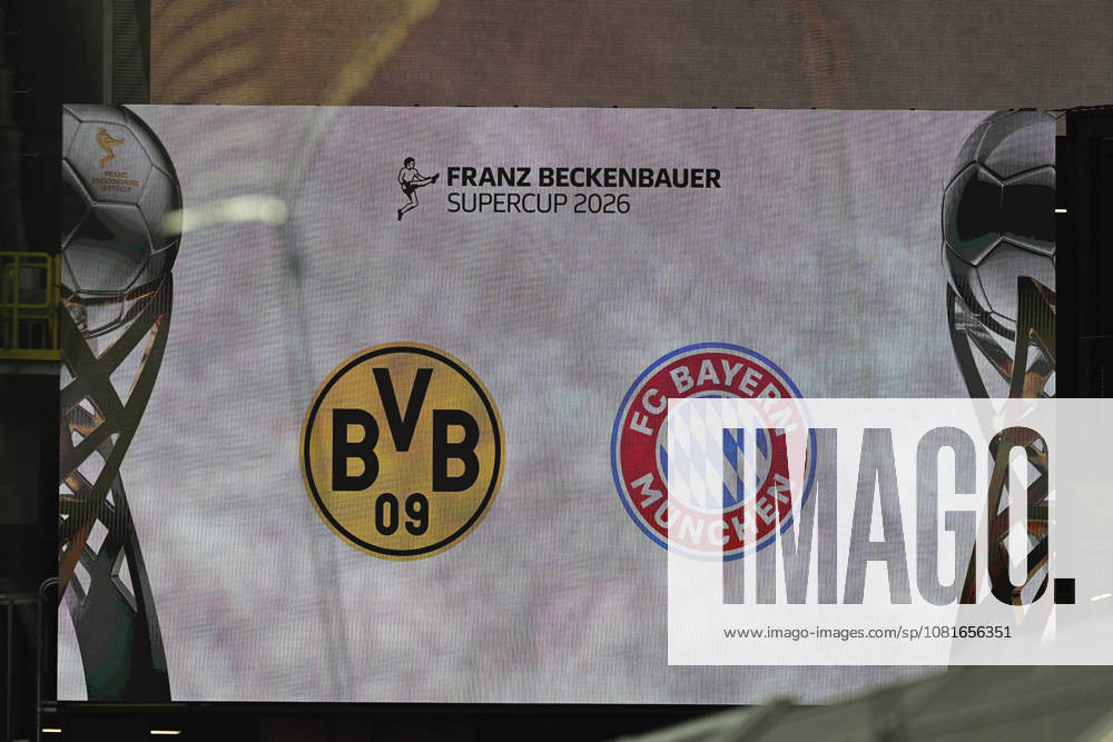 Soccer Franz Beckenbauer Super Cup 2026, Borussia Dortmund vs. FC Bayern Munich, Scoreboard, DFL, DFB REGULATIONS PROHIBIT ANY USE OF PHOTOGRAPHS as IMAGE SEQUENCES and or QUASI-VIDEO, Dortmund