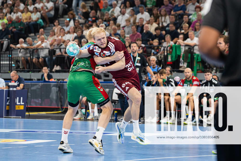 Fuechse Berlin (GER) vs. SC Magdeburg (GER), Handball, Men s Handball Bundesliga 1, Rexel Supercup 2026, 2026–2027 Season, Munich, August 22, 2026; Matthes Langhoff (Füchse Berlin), 25, scoring from the goal in Munich at SAP Garden, Germany