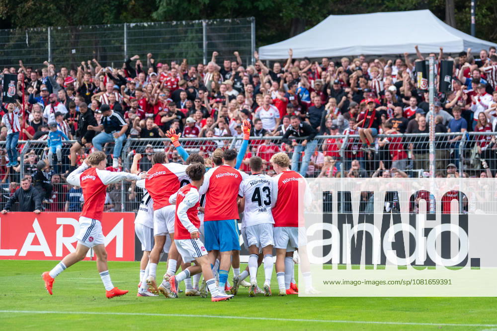 The Cluberer celebrate their victory in the penalty shootout in front of their fans: Viktoria Cologne vs. 1. FC Nuremberg, Soccer, DFB Cup, 1st Round, 2026–2027 Season, August 22, 2026 DFL DFB regulations prohibit any use of photographs as image sequences and or quasi-video Viktoria Cologne vs. 1. FC Nuremberg, soccer, DFB Cup, Round 1, 2026–2027 season, August 22, 2026, Cologne