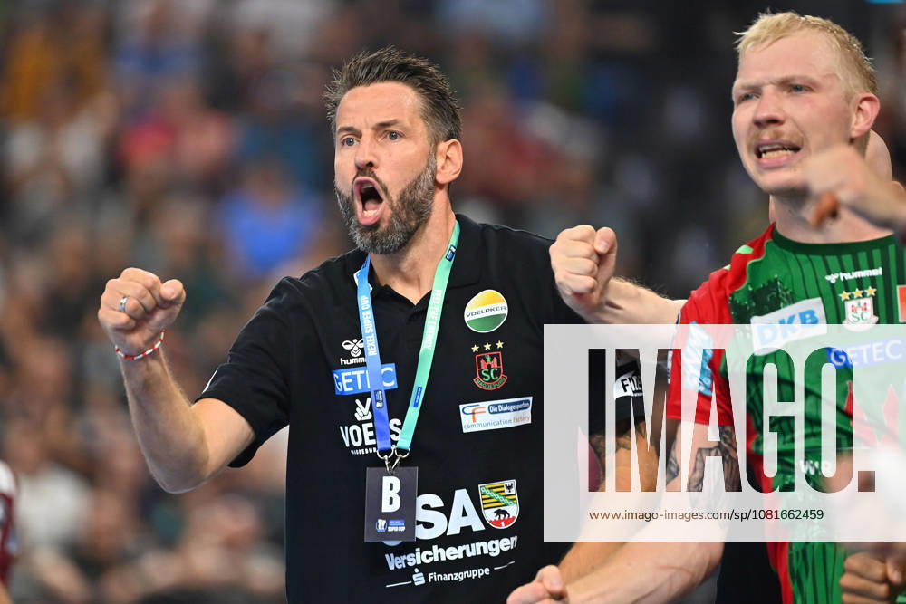 Coach Bennet WIEGERT, SC Magdeburg; celebration, joy, excitement; 2026 Rexel Super Cup Men s Handball Match: SC Magdeburg vs. Füchse Berlin on August 22, 2026, at SAP GARDEN in Munich