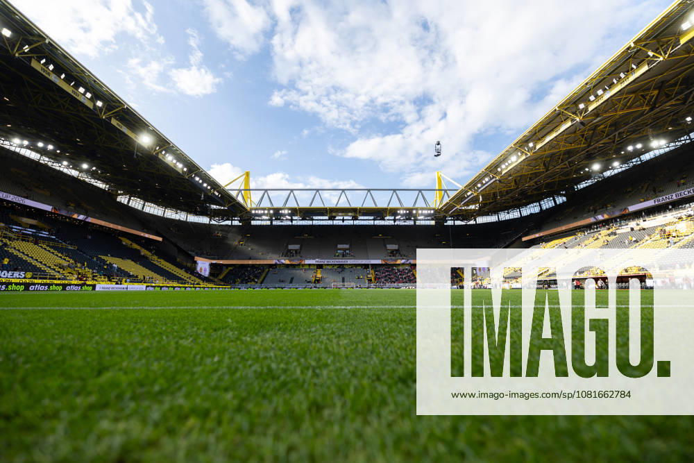 Soccer, 2026 Franz Beckenbauer Super Cup, Borussia Dortmund vs. FC Bayern Munich; View through the goal toward the North Stand at Signal Iduna Park, Dortmund; Signal Iduna Park, North Rhine-Westphalia, Germany; xRHR PHOTO DEx