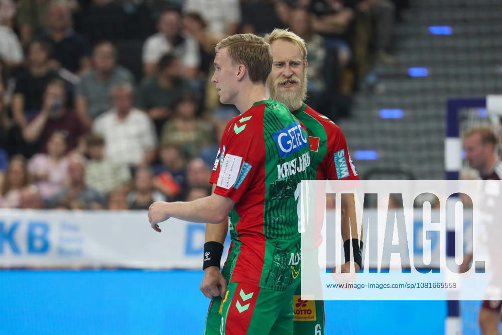 Handball Rexel Super Cup, SC Magdeburg vs. Füchse Berlin, from left: Matthias Musche (Magdeburg), 6 celebrations, goal celebration, celebrating the goal, celebration Munich