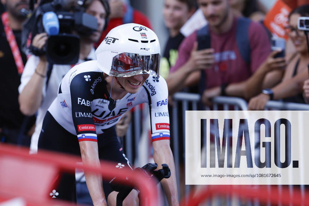 Slovene rider Tadej Pogacar (UAE Emirates) reacts after winning Tour of Spain s first stage, a 9.4 kilometers time trial in Monaco, 22 August 2026. First stage. Time trial in Monaco (9.4 km) !ACHTUNG: NUR REDAKTIONELLE NUTZUNG!
