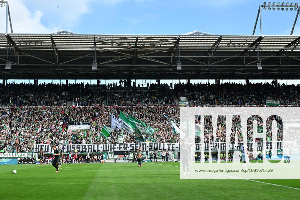 GER Soccer, Men, DFB Cup, 1st Round, 2026–2027 Season, Hamburg, Lüneburger SK vs. Werder Bremen – Feature: Fans from Bremen display banners. DFB and DFL regulations prohibit any use of photographs as image sequences and or quasi-video. Hamburg Millerntorstadion, Hamburg, Germany