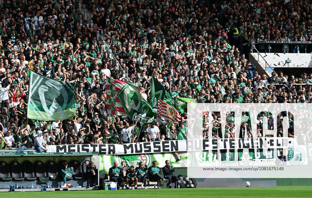 GER Soccer, Men, DFB Cup, 1st Round, 2026–2027 Season, Hamburg, Lüneburger SK vs. Werder Bremen – Feature: Fans from Bremen display banners. DFB and DFL regulations prohibit any use of photographs as image sequences and or quasi-video. Hamburg Millerntorstadion, Hamburg, Germany