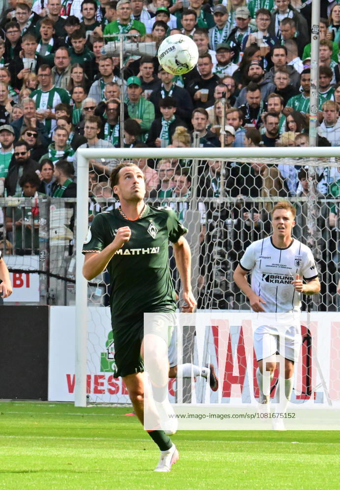 GER Soccer, Men, DFB Cup, Round 1, 2026–2027 Season, Hamburg, Lüneburger SK vs. Werder Bremen, Individual Play, Portrait Orientation, Olivier Deman, Werder 02, DFB, DFL regulations prohibit any use of photographs as image sequences and or quasi-video, Hamburg, Millerntorstadion, Hamburg, Germany