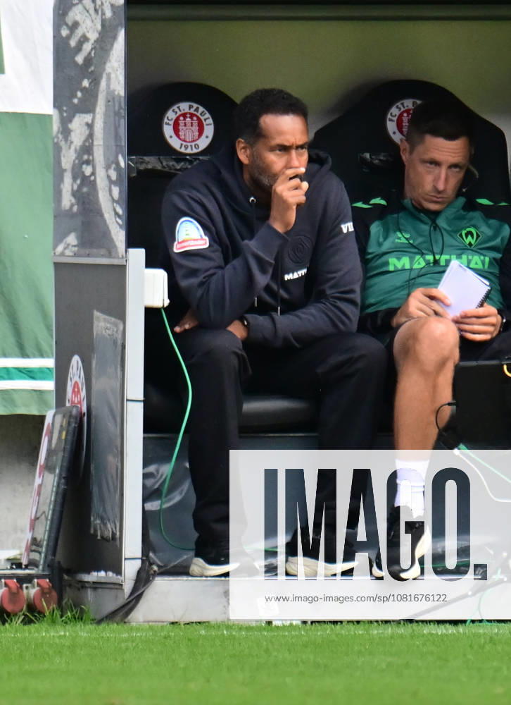 GER Soccer, Men, DFB Cup, 1st Round, 2026–2027 Season, Hamburg, Lüneburger SK vs. Werder Bremen, Coach Daniel Thioune, Werder, DFB, DFL regulations prohibit any use of photographs as image sequences and or quasi-video, Hamburg Millerntorstadion, Hamburg, Germany