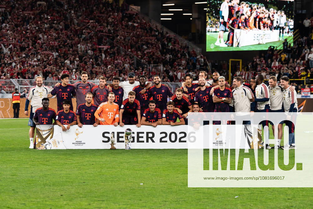 GER Germany, Soccer, 2026–2027 Season, Franz Beckenbauer Super Cup: Borussia Dortmund vs. FC Bayern Munich, Franz Beckenbauer Super Cup Champion 2026, FC Bayern Munich, Champions photo at Signal Iduna Park in Dortmund, North Rhine-Westphalia (NRW), Germany