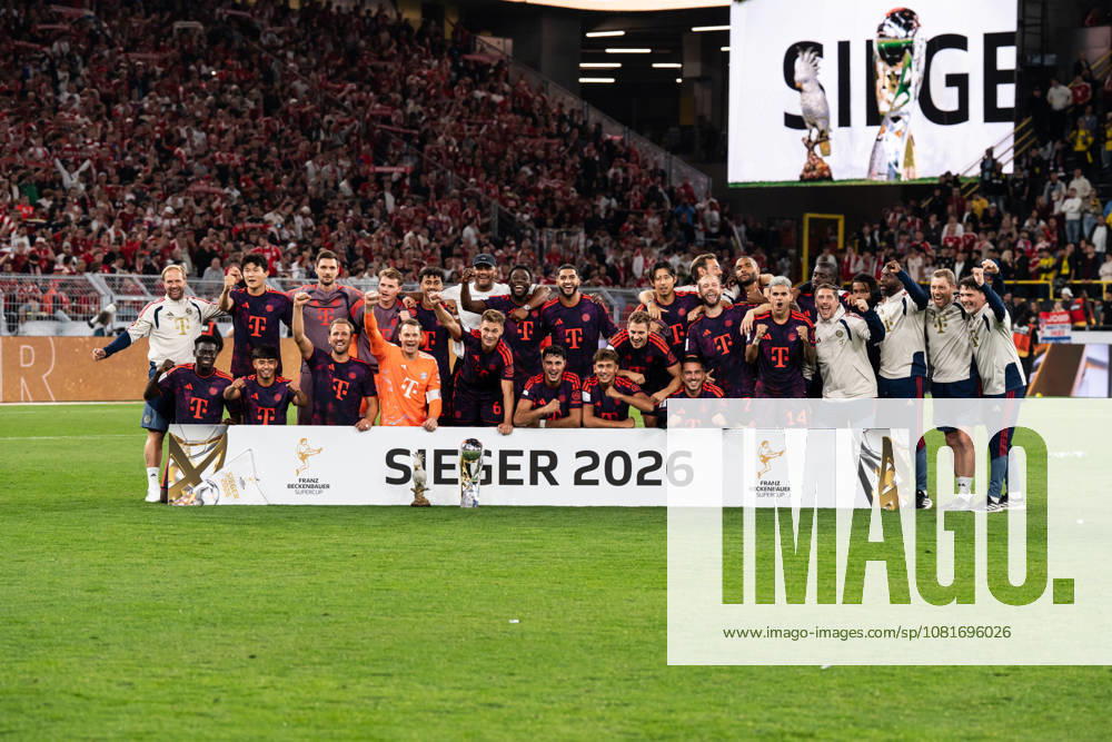 GER Germany, Soccer, 2026–2027 Season, Franz Beckenbauer Super Cup: Borussia Dortmund vs. FC Bayern Munich, Franz Beckenbauer Super Cup Champion 2026, FC Bayern Munich, Champions photo at Signal Iduna Park in Dortmund, North Rhine-Westphalia (NRW), Germany