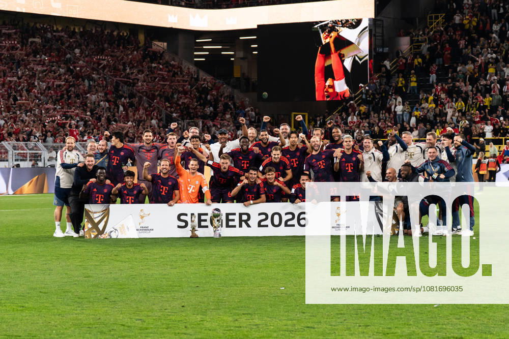 GER Germany, Soccer, 2026–2027 Season, Franz Beckenbauer Super Cup: Borussia Dortmund vs. FC Bayern Munich, Franz Beckenbauer Super Cup Champion 2026, FC Bayern Munich, Champions photo at Signal Iduna Park in Dortmund, North Rhine-Westphalia (NRW), Germany