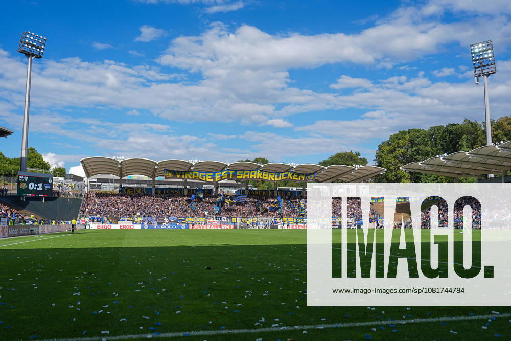 Soccer, DFB Cup, 1 FC Saarbrücken vs. Hertha BSC, 2026–2027 season, Ludwigsparkstadion Overview: Sold-out home section. DFB regulations prohibit any use of photographs as image sequences and or quasi-video