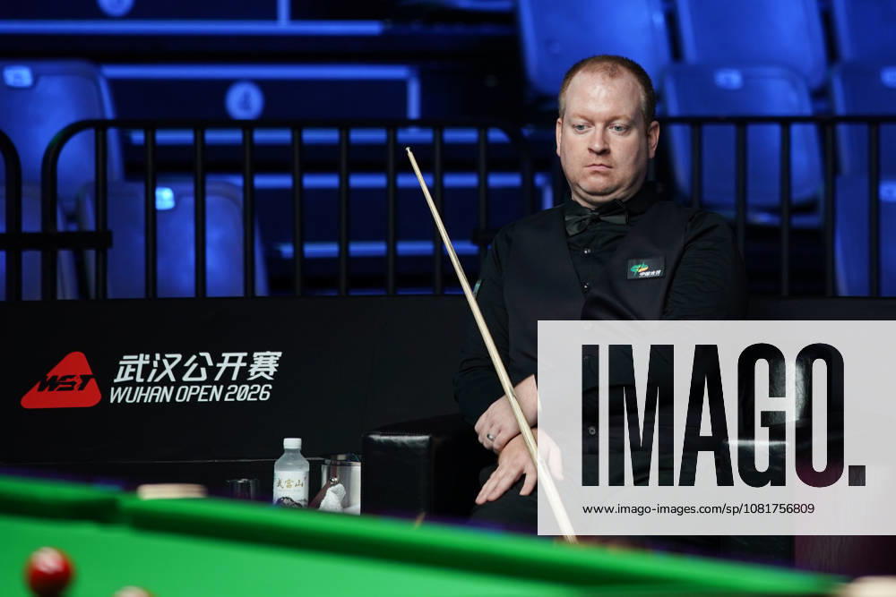 Jordan Brown of Northern Ireland reacts in the first round match against Chris Wakelin of England on day 1 of Wuhan Open 2026 at the Optics Valley Gymnasium of Huazhong University of Science and Technology on August 23, 2026 in Wuhan, Hubei Province of China.
