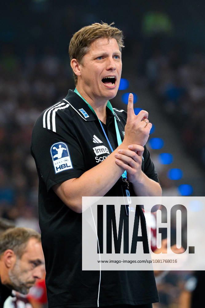 Munich HBL Super Cup 2026 SC Magdeburg Fuechse Berlin Coach Nicolej Krickau Berlin Gestures Gesturing Munich SAP Garden Bavaria Germany