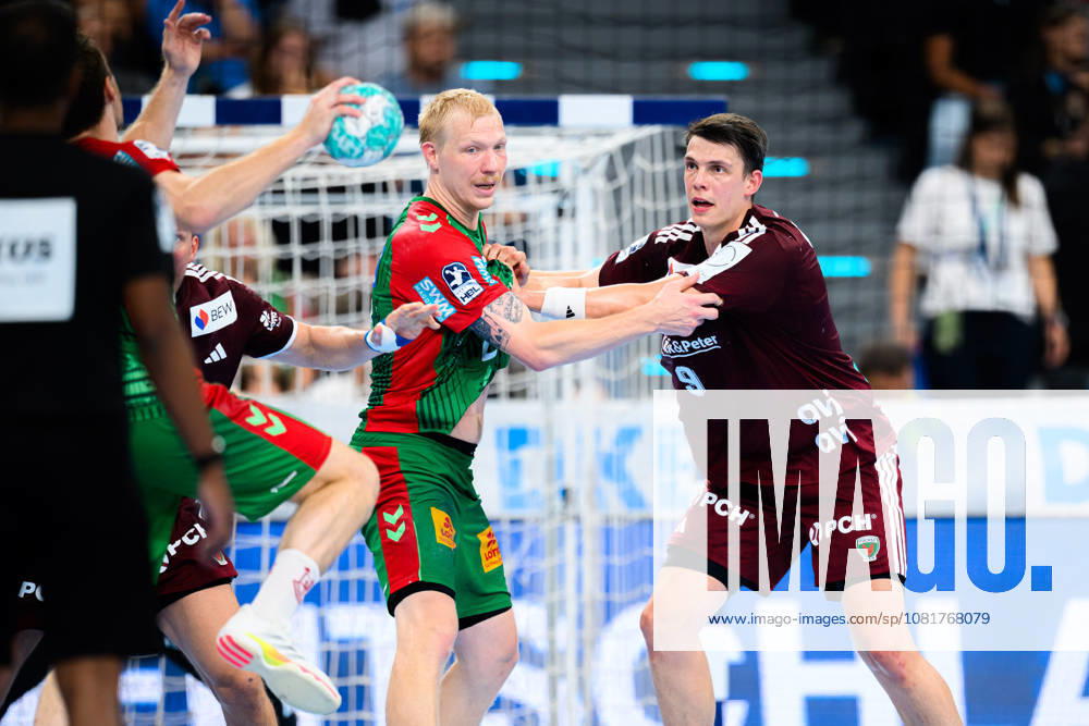 Munich HBL Super Cup 2026 SC Magdeburg, Fuechse Berlin, Magnus Saugstrup Jensen (SC Magdeburg), Frederik Simak (Berlin), Munich, SAP Garden, Bavaria, Germany