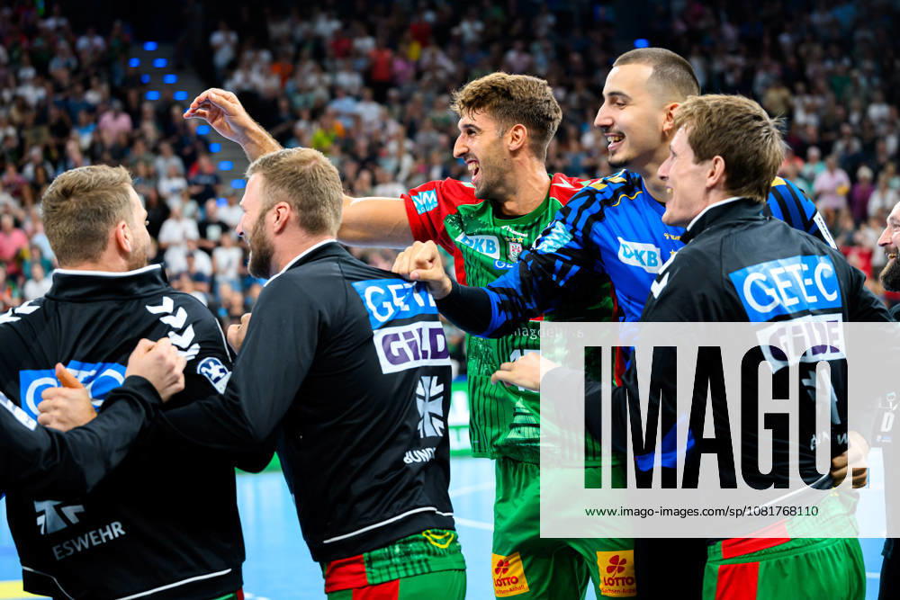 Munich HBL Super Cup 2026 SC Magdeburg Fuechse Berlin Antonio Serradilla SC Magdeburg Final Celebration Final Celebration Emotion Joy Munich SAP Garden Bavaria Germany