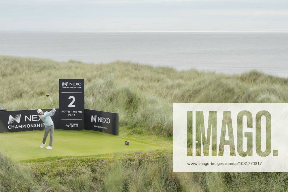 BALMEDIE, SCOTLAND - AUG 23: Lukas Nemecz (AUT) plays from the second tee during Round 4 at the 2026 Nexo Championship at the Trump International Golf Links, Balmedie on August 23, 2026 in Aberdeenshire, Scotland The 2026 Nexo Championship