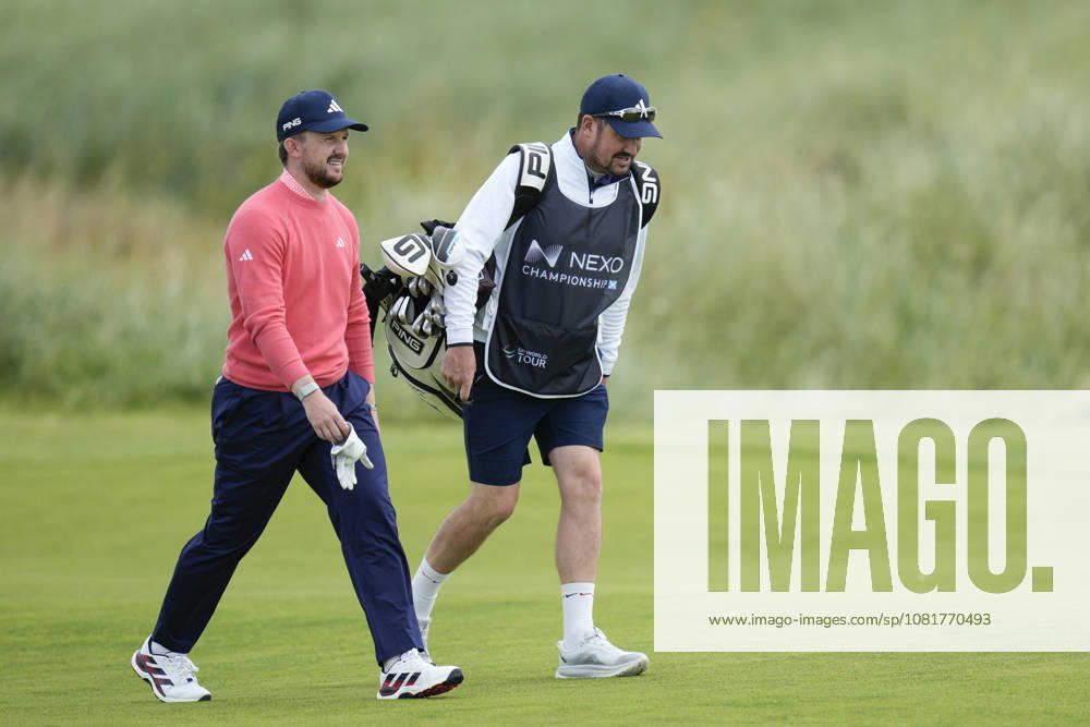 BALMEDIE, SCOTLAND - AUG 23: Connor Syme (SCO) walks up the second fairway during Round 4 at the 2026 Nexo Championship at the Trump International Golf Links, Balmedie on August 23, 2026 in Aberdeenshire, Scotland The 2026 Nexo Championship