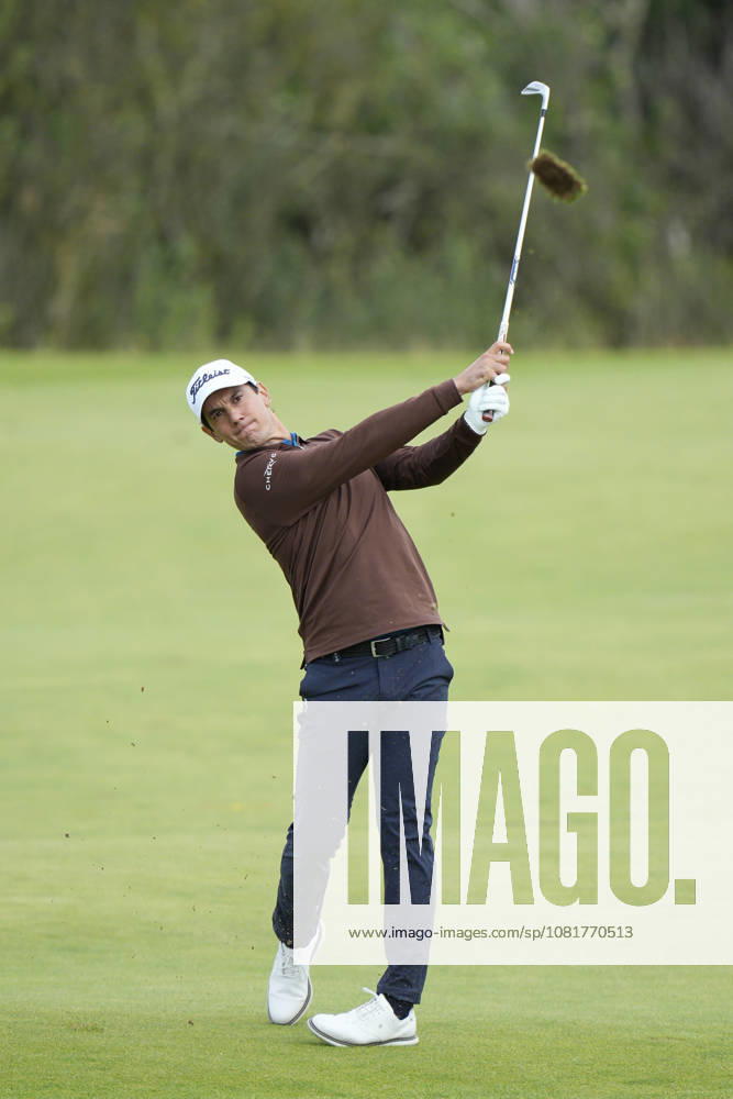 BALMEDIE, SCOTLAND - AUG 23: Matteo Manassero (ITL) plays from the second fairway during Round 4 at the 2026 Nexo Championship at the Trump International Golf Links, Balmedie on August 23, 2026 in Aberdeenshire, Scotland The 2026 Nexo Championship