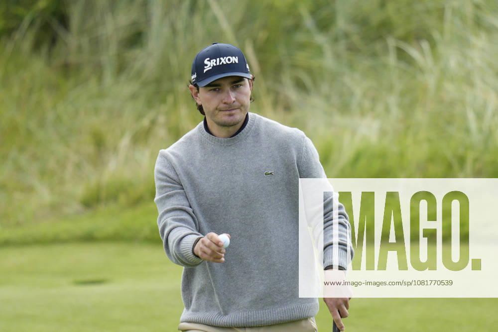 BALMEDIE, SCOTLAND - AUG 23: Maximilian Steinlechner (AUT) after holing a putt on the second green during Round 4 at the 2026 Nexo Championship at the Trump International Golf Links, Balmedie on August 23, 2026 in Aberdeenshire, Scotland The 2026 Nexo Championship