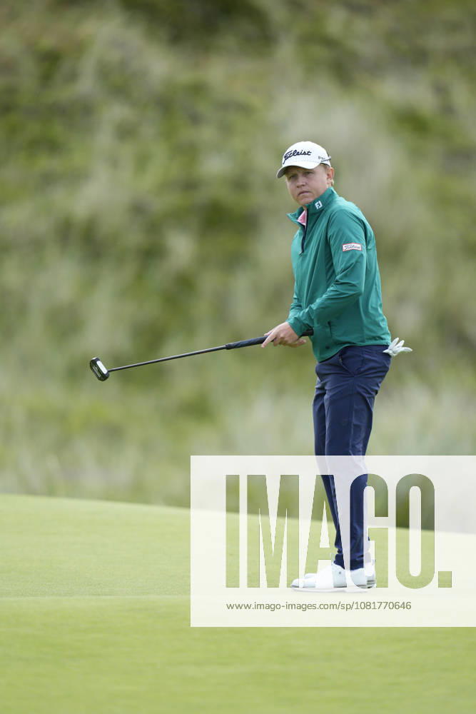 BALMEDIE, SCOTLAND - AUG 23: Albin Bergstrom (SWE) reacts after missing a putt on the eighth green during Round 4 at the 2026 Nexo Championship at the Trump International Golf Links, Balmedie on August 23, 2026 in Aberdeenshire, Scotland The 2026 Nexo Championship