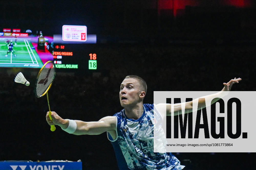 India BWF Championships 2026 Thom Gicquel of France and Delphine Delrue, who is not pictured, compete against Feng Yan Zhe and Huang Dong Ping of China during the Mixed Doubles Finals of the BWF World Championships in New Delhi, India, on August 23, 2026. New Delhi Delhi India