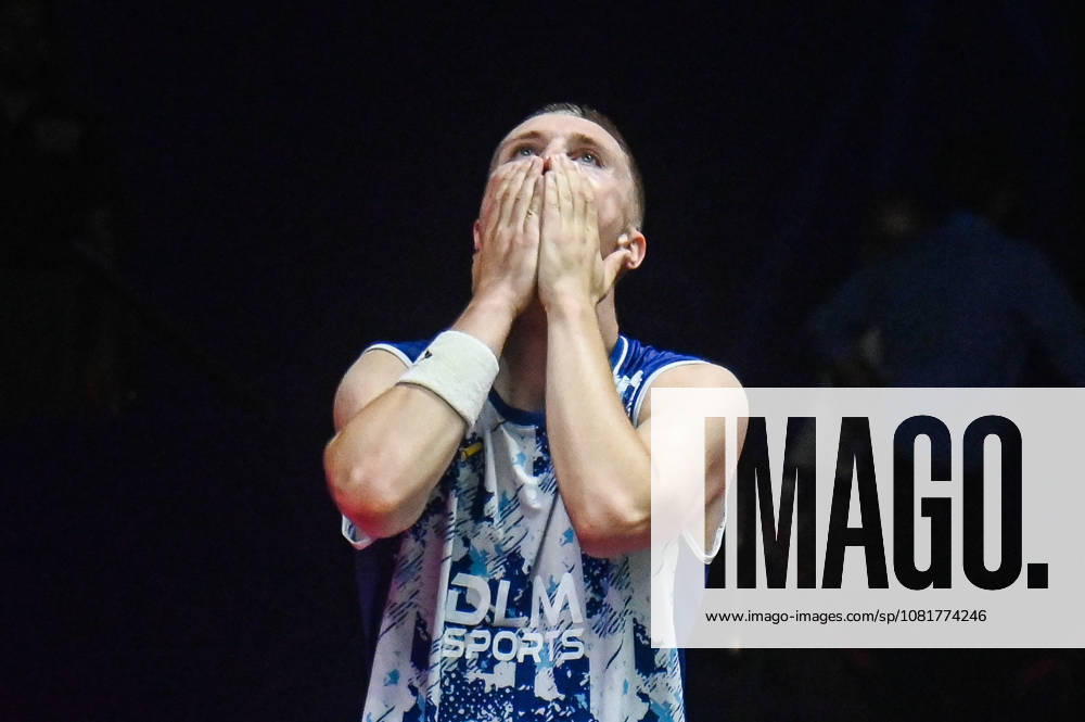 India BWF Championships 2026 Thom Gicquel of France reacts after winning the mixed doubles final with Delphine Delrue (not pictured) against Feng Yan Zhe and Huang Dong Ping of China at the BWF World Championships in New Delhi, India, on August 23, 2026. New Delhi Delhi India