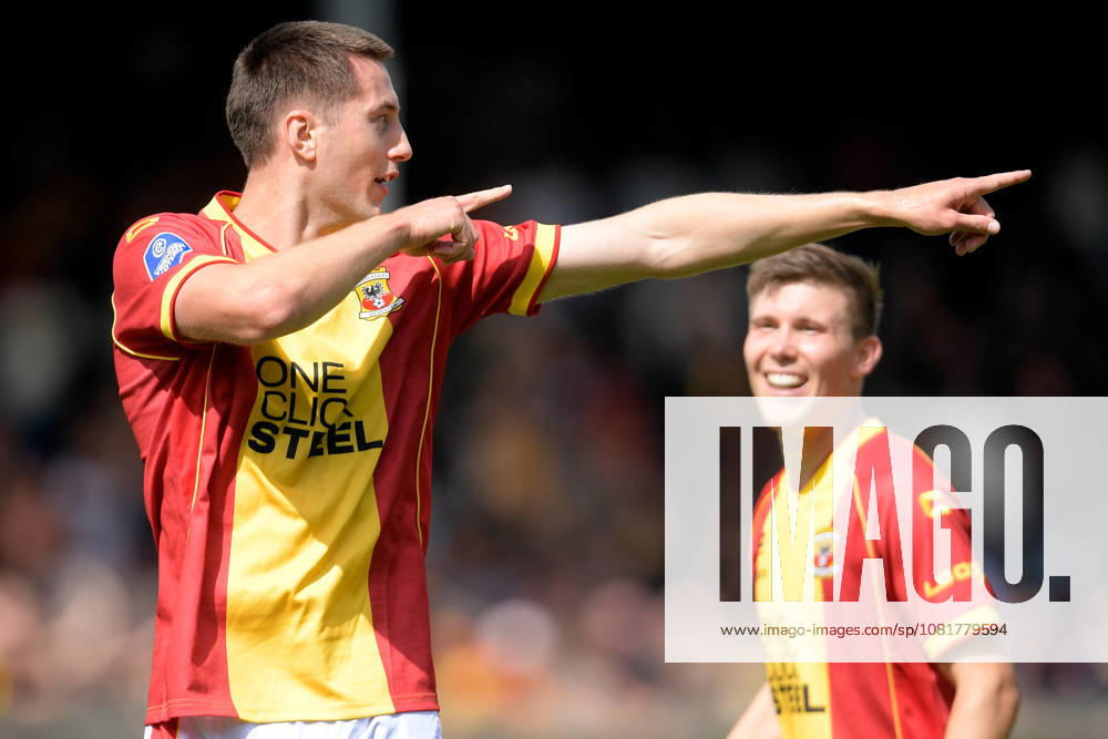 2026-08-23 Go Ahead Eagles v ADO Den Haag - VriendenLoterij Eredivisie DEVENTER, NETHERLANDS - AUGUST 23: Stefan Sigurdarson of Go Ahead Eagles celebrates 3-1 during the VriendenLoterij Eredivisie match between Go Ahead Eagles and ADO Den Haag at De Adelaarshorst on August 23, 2026 in Deventer, Netherlands. Deventer De Adelaarshorst Netherlands Content not available for redistribution in The Netherlands directly or indirectly through any third parties.