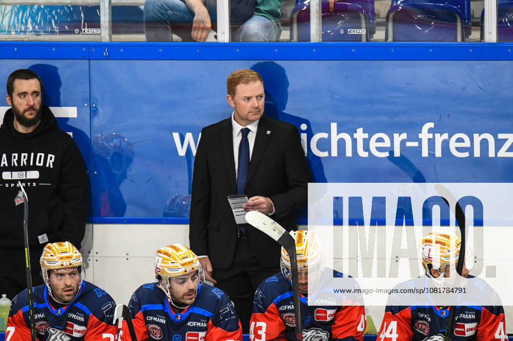 Nuremberg Ice Tigers vs. Löwen Frankfurt, Ice Hockey, German Ice Hockey League, Penny DEL, Preseason Game, Gaeuboden Cup, 2026–2027 Season on August 23, 2026; Coach Mitch O Keefe, Nuremberg Ice Tigers, Men s Ice Hockey, German Ice Hockey League, Penny DEL, Preseason Game, Gaeuboden Cup, 2026–2027 Season on August 23, 2026, at the Eisstadion am Pulverturm, Nuremberg Ice Tigers (blue) vs. Löwen Frankfurt (white)