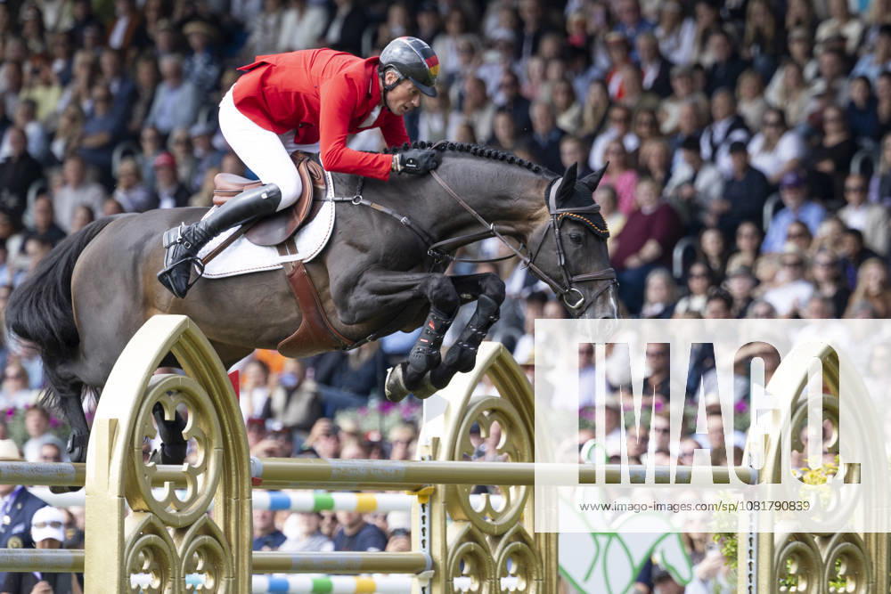 Daniel DEUSSER (GER) on Otello de Guldenboom, jumping, individual performance, in the S3 jumping competition, Round A, FEI Jumping World Championship Individual Final LONGINES Prize, on August 23, 2026, FEI World Equestrian Games Aachen 2026, August 11–23, 2026, in Aachen, Germany Â