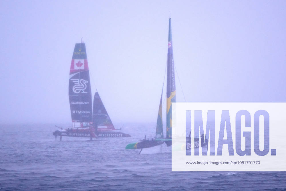 GER, Sail GP, Rockwool Germany Sail Grand Prix, Sassnitz, August 22–23, 2026, Germany, Saturday, August 23, 2026, Race Day 2, BONDS FLYING ROOS Sail GP Team Australia Driver Tom Slingsby, NORTHSTAR Sail GP Team Canada Driver Giles Scott, heavy rain in Sassnitz, GER, Sail GP, Rockwool Germany Sail Grand Prix, Sassnitz, August 22–23, 2026, Germany, Saturday, August 23, 2026, Race Day 2,