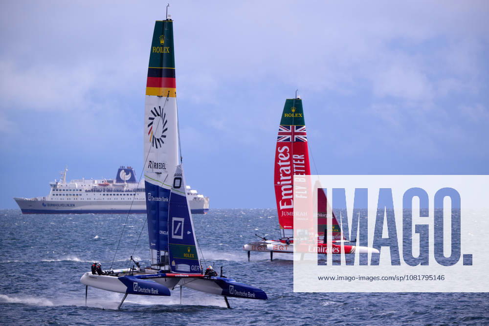 GER, Sail GP, Rockwool Germany Sail Grand Prix, Sassnitz, August 22–23, 2026, Germany, Saturday, August 23, 2026, Race Day 2, GERMANY BY DEUTSCHE BANK Sail GP Team Germany Driver Erik Kosegarten Heil, EMIRATES GBR Sail GP Team Great Britain Driver Dylan Fletcher, GER, Sail GP, Rockwool Germany Sail Grand Prix, Sassnitz, August 22–23, 2026, Germany, Saturday, August 23, 2026, Race Day 2,