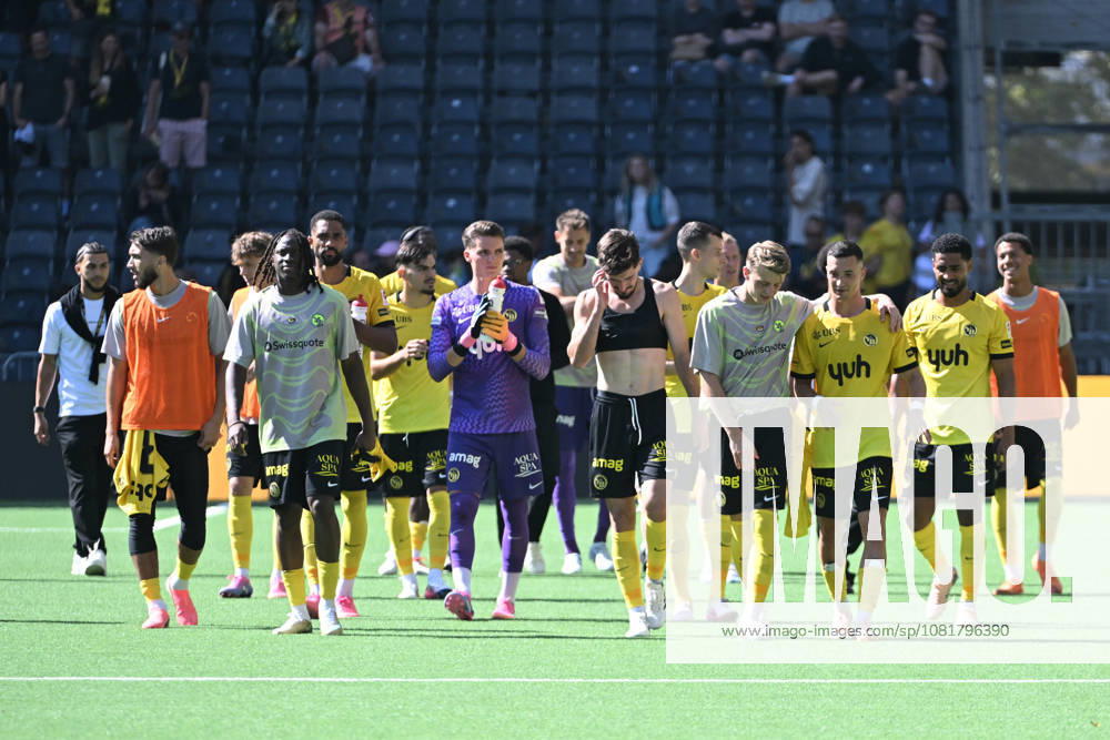 BERN, SWITZERLAND, AUGUST 23: The BSC Young Boys players are celebrating their victory after the game during the Swiss Super League match between BSC Young Boys and FC Vaduz at Wankdorf Stadium on August 23, 2026, in Bern, Switzerland. Bern, Wankdorf Stadium, Bern, Switzerland