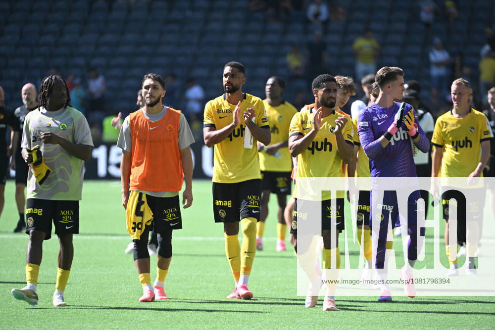 BERN, SWITZERLAND, AUGUST 23: The BSC Young Boys players are celebrating their victory after the game during the Swiss Super League match between BSC Young Boys and FC Vaduz at Wankdorf Stadium on August 23, 2026, in Bern, Switzerland. Bern, Wankdorf Stadium, Bern, Switzerland
