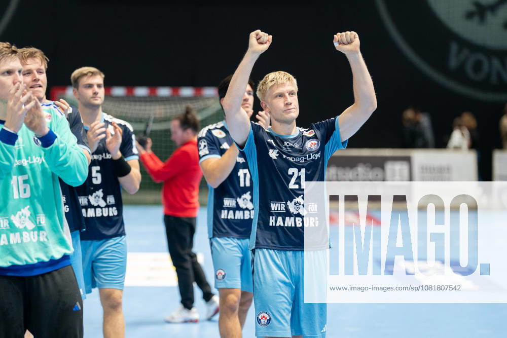 Frederik Bo Andersen, No. 21, HCH Hamburg, after the final whistle, GER; MTV Braunschweig vs. HCH Hamburg, Handball, DHB Cup, 1st Round, 2026–27 season, August 23, 2026, GER; MTV Braunschweig vs. HCH Hamburg, Handball, DHB Cup, 1st Round, 2026–27 Season, August 23, 2026, Braunschweig